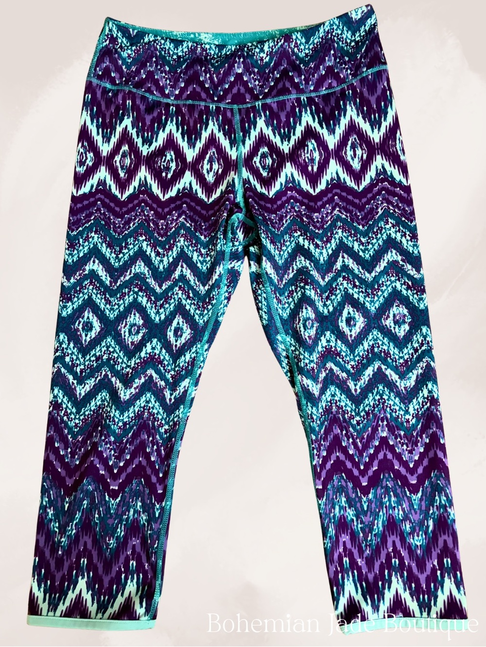 Kyodan Reversible Capri Leggings Purple Teal Yoga Athletic Women’s Small